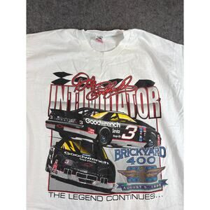 VTG 90s Dale Earnhardt Intimidator NASCAR Shirt Mens White Brickyard 400 USA XL
